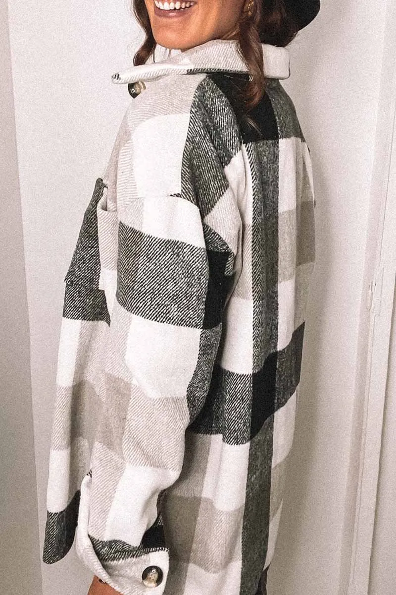 Chicindress Fashion Lapel Loose Plaid Jacket Tops(3 Colors)