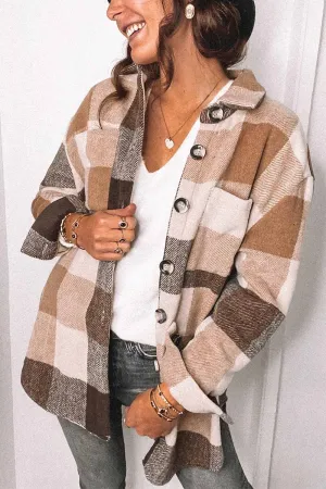 Chicindress Fashion Lapel Loose Plaid Jacket Tops(3 Colors)