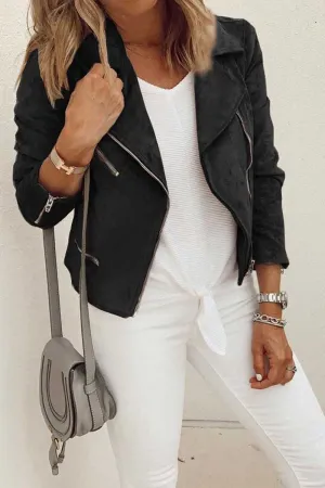 Chicindress Loose Solid Zipper Jacket