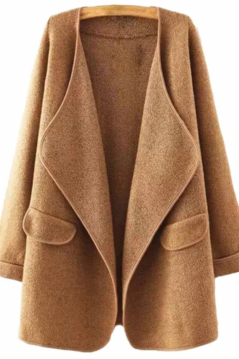 Chicindress Solid Color Loose Coat With Pockets