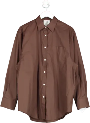 Collusion Brown Long Sleeve Oversized Shirt UK 8