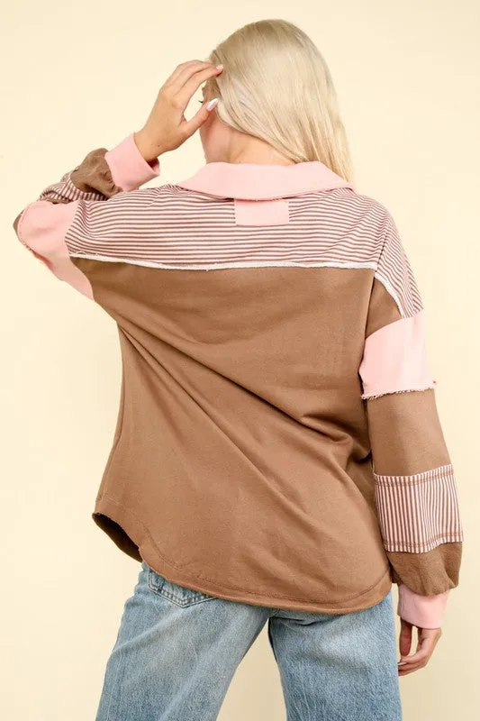 Color Block Oversized Casual Knit Top