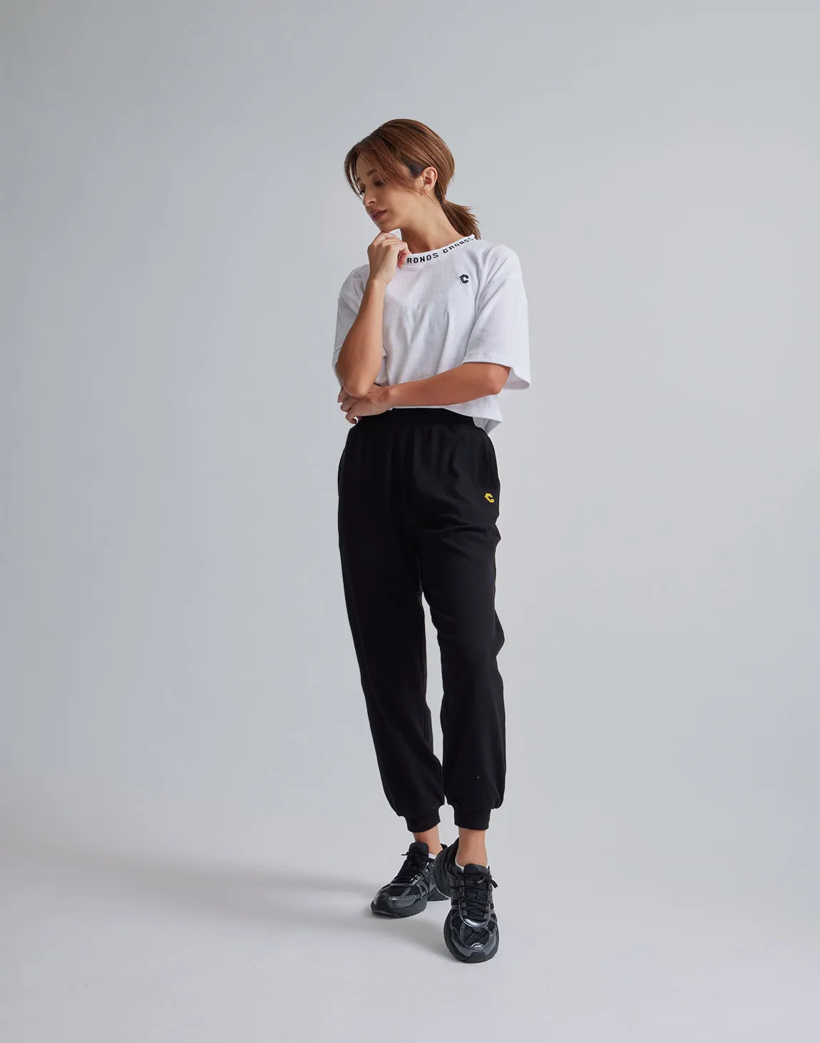 CRONOS WOMEN RELAXING JOGGER PANTS【BLACK】