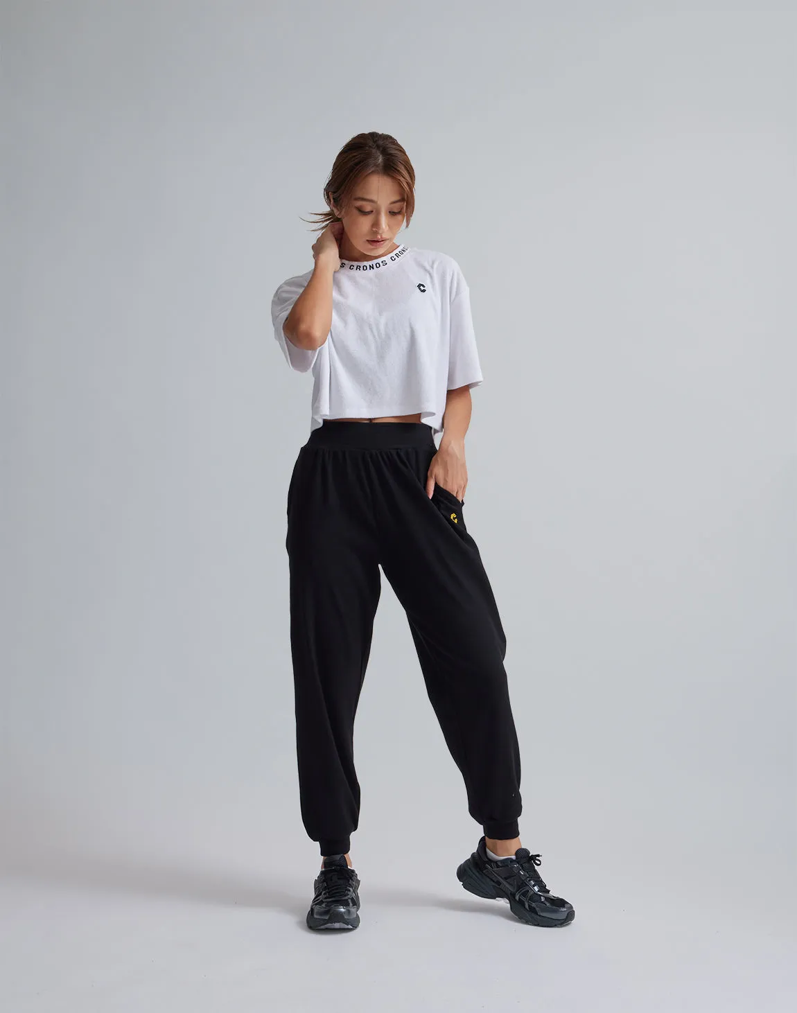 CRONOS WOMEN RELAXING JOGGER PANTS【BLACK】
