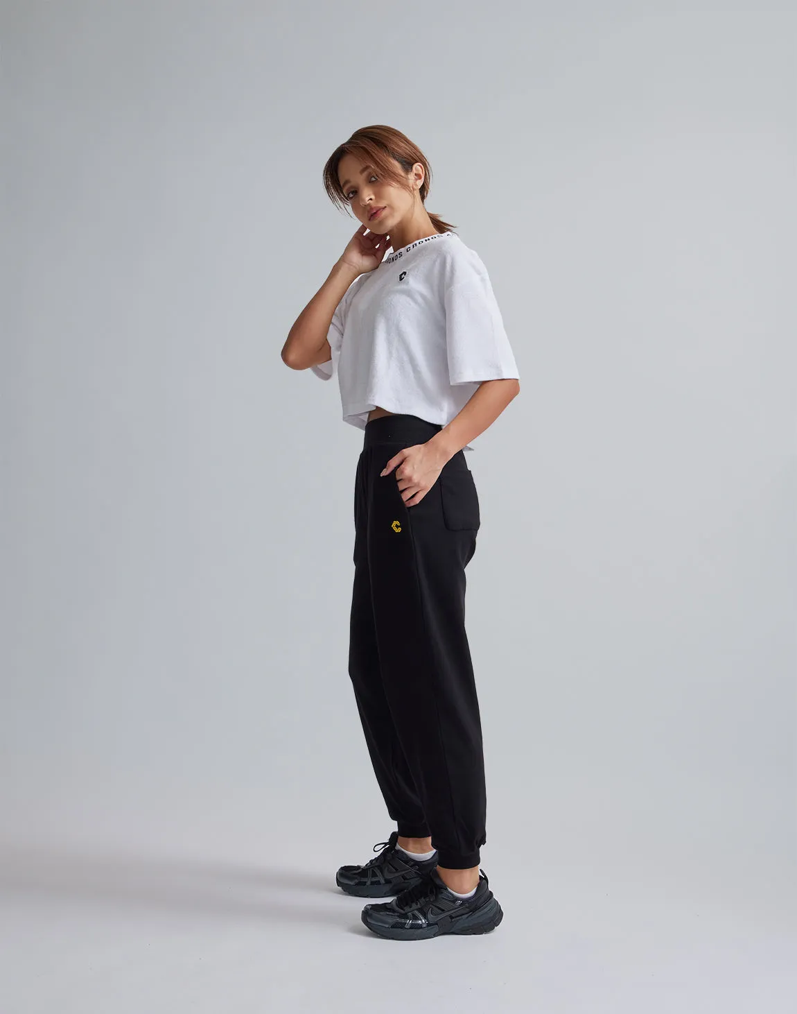 CRONOS WOMEN RELAXING JOGGER PANTS【BLACK】
