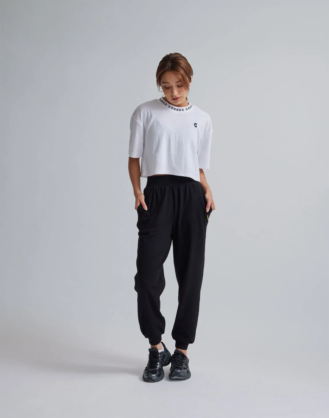 CRONOS WOMEN RELAXING JOGGER PANTS【BLACK】