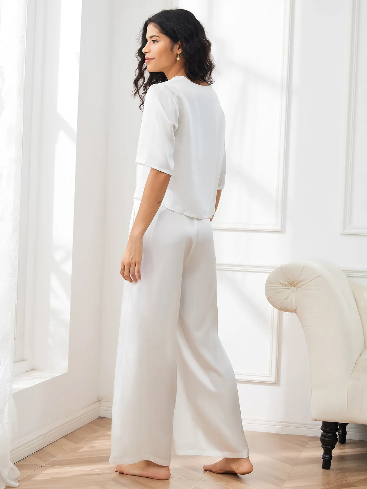 Dames Puur Zijden Casual Pyjamaset