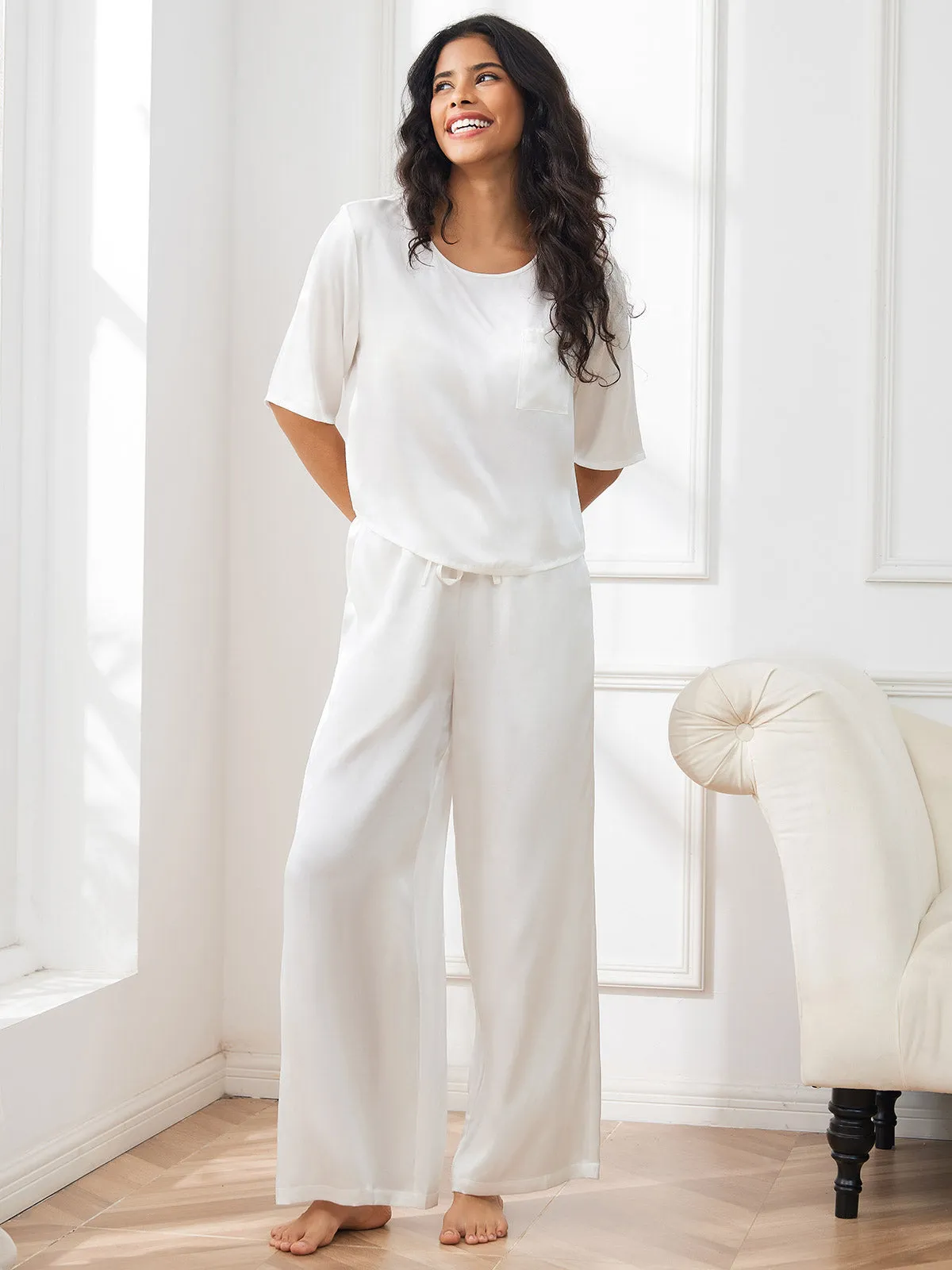 Dames Puur Zijden Casual Pyjamaset