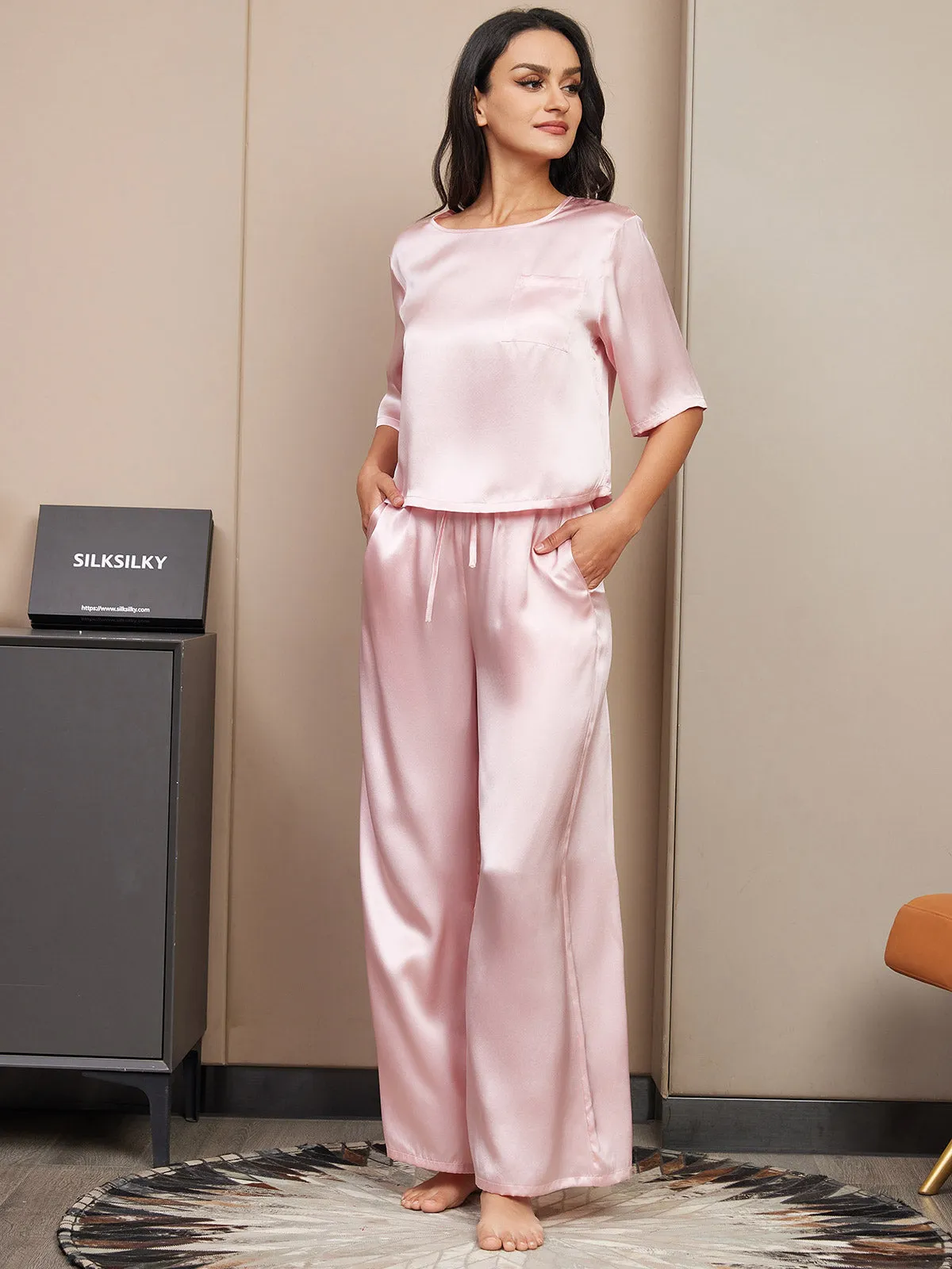 Dames Puur Zijden Casual Pyjamaset
