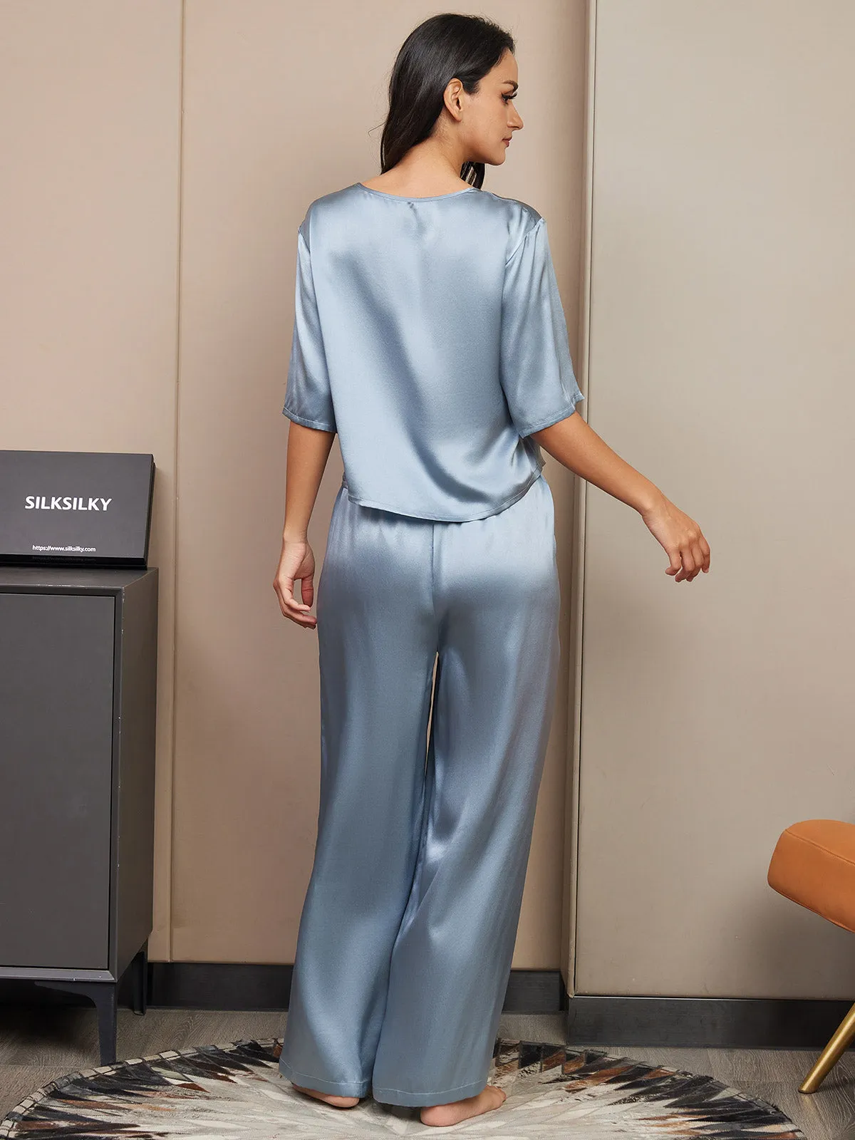 Dames Puur Zijden Casual Pyjamaset