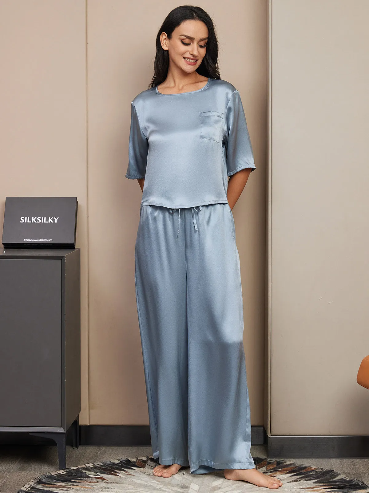 Dames Puur Zijden Casual Pyjamaset