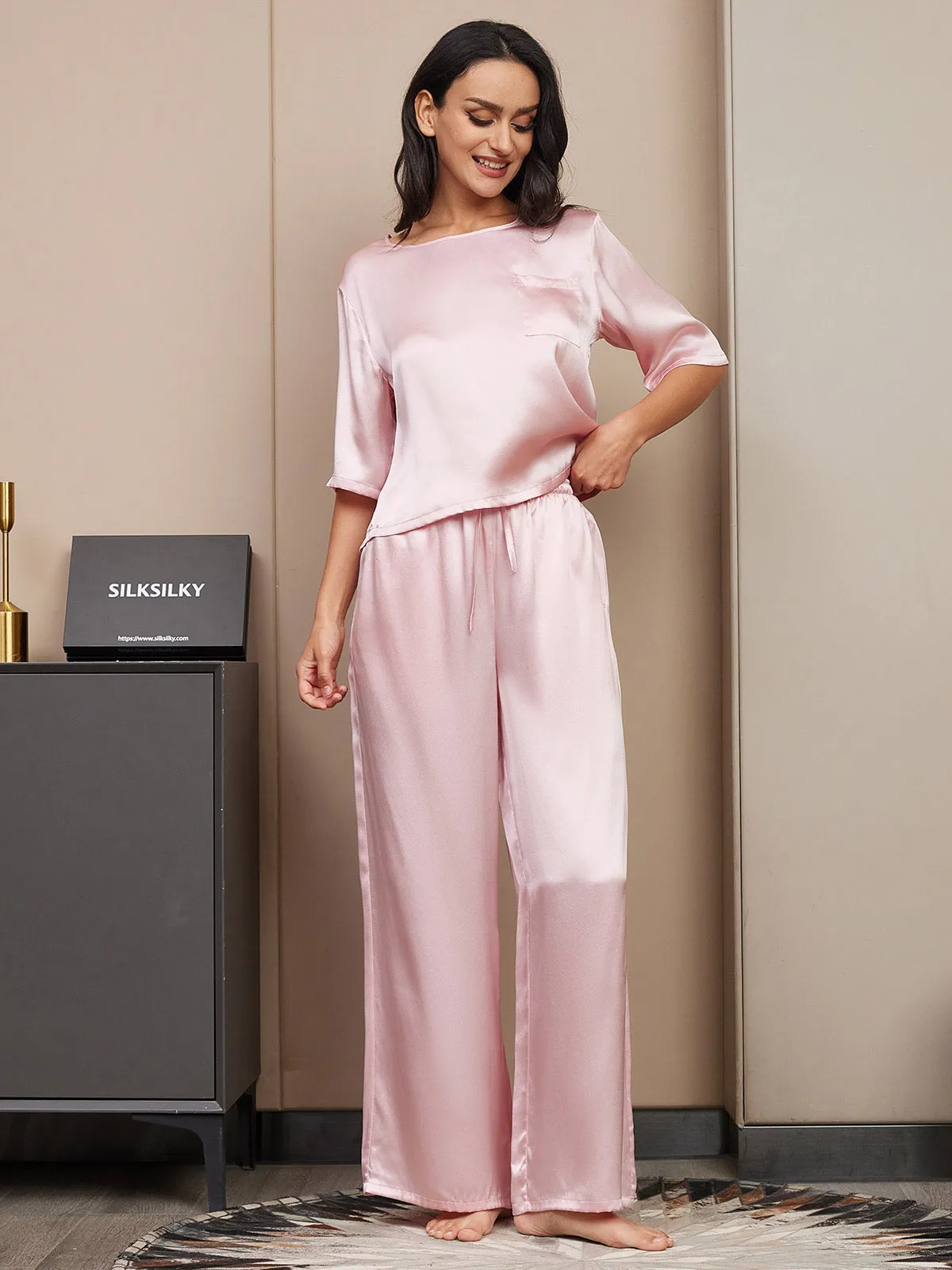Dames Puur Zijden Casual Pyjamaset