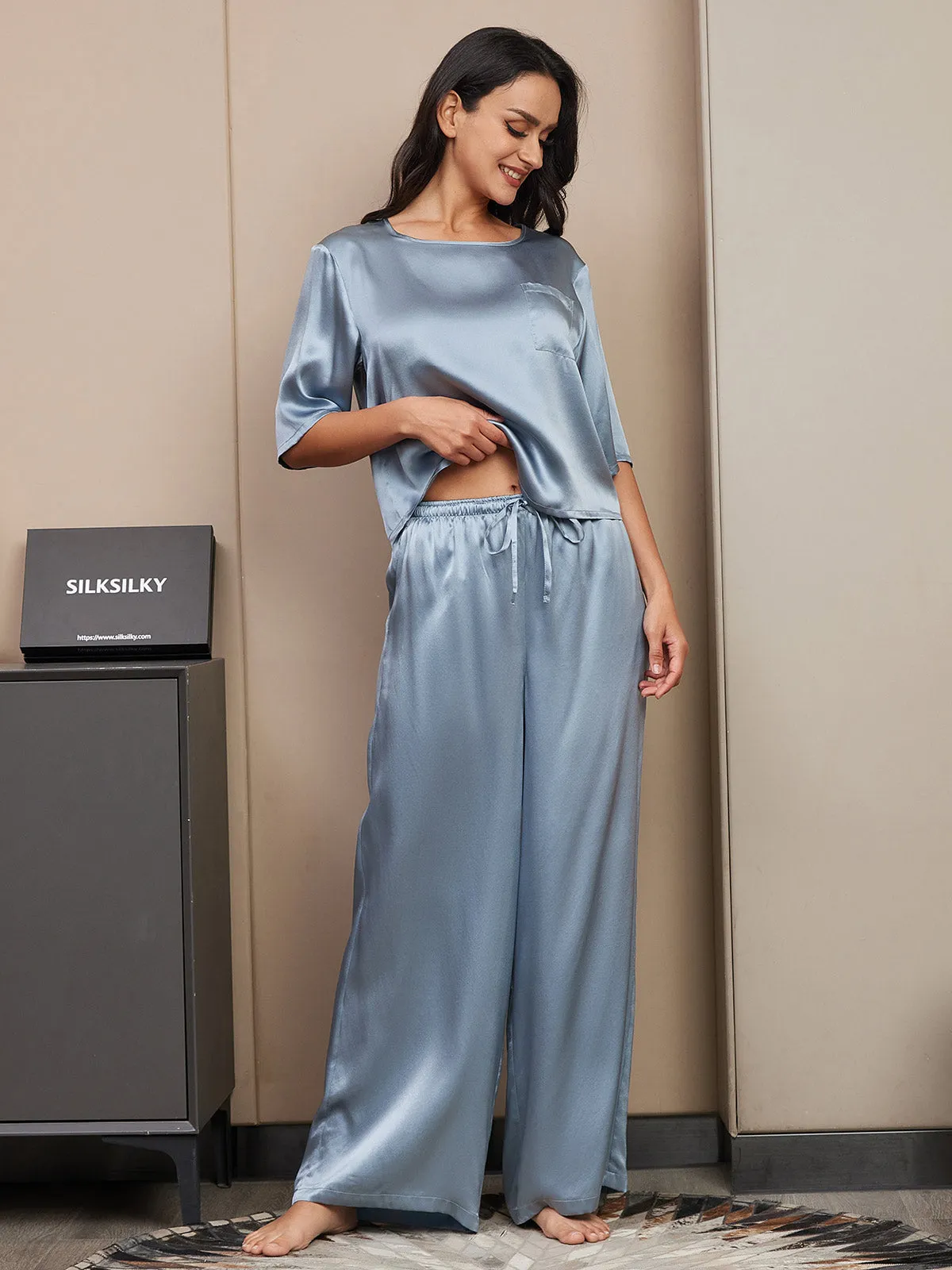 Dames Puur Zijden Casual Pyjamaset