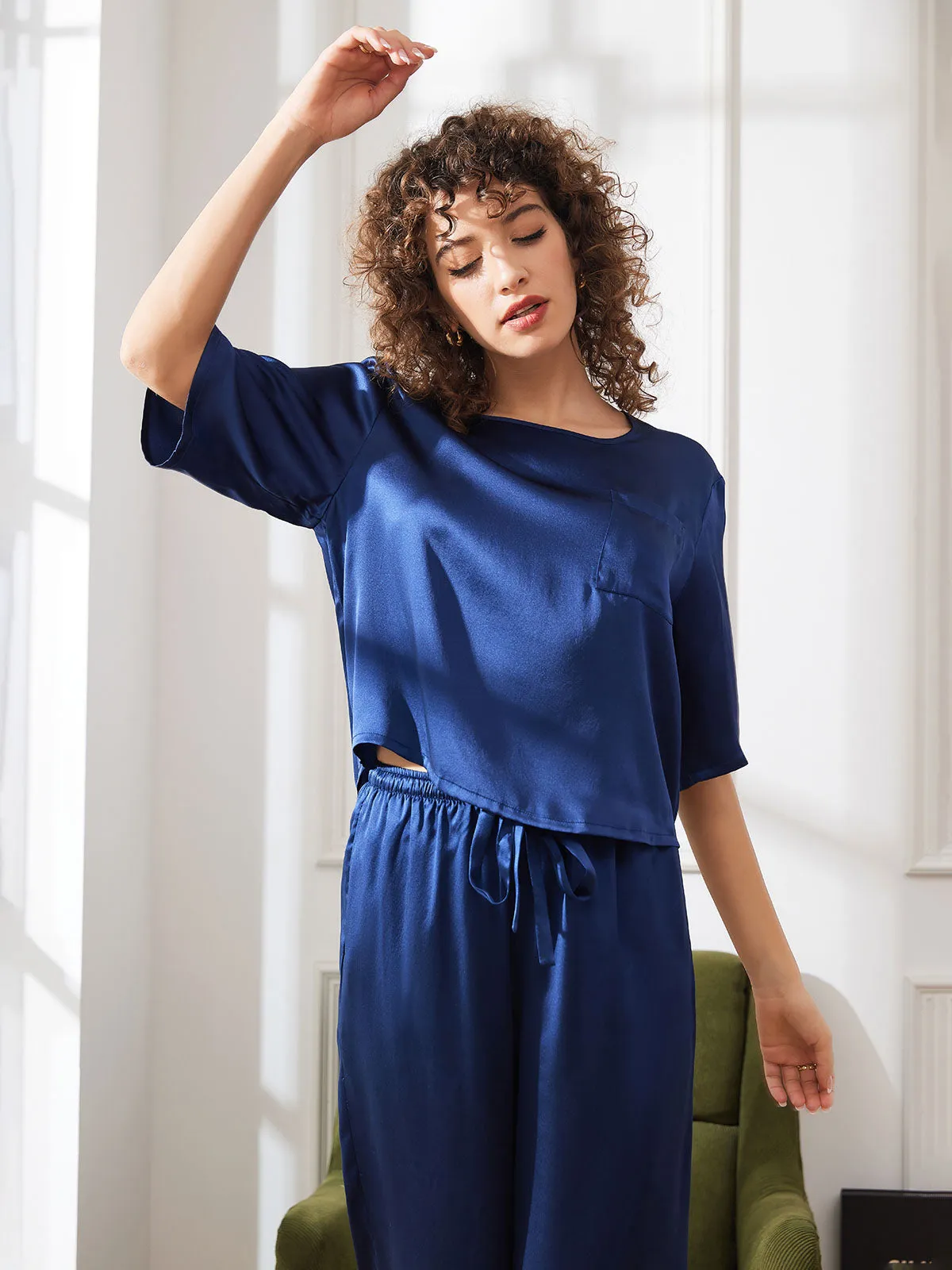 Dames Puur Zijden Casual Pyjamaset