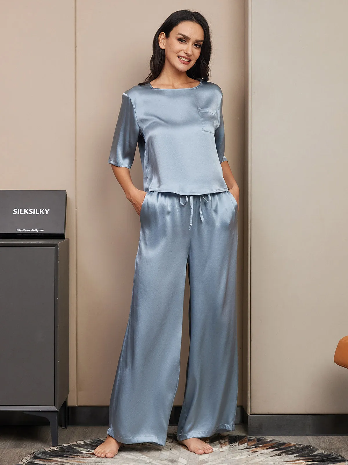 Dames Puur Zijden Casual Pyjamaset