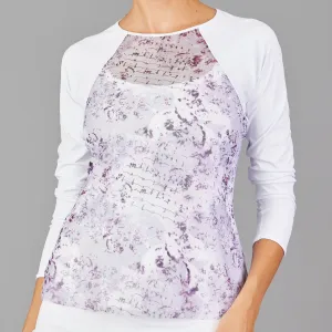 DENISE CRONWALL - SPF 40  Rhapsody Sheer-body Top - WHITE /PRINT
