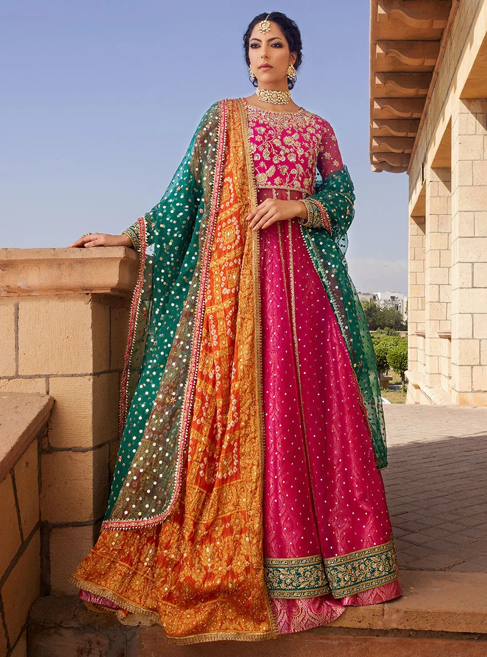 Designer Indian Mehndi Lehenga Frock Dress #BN1171