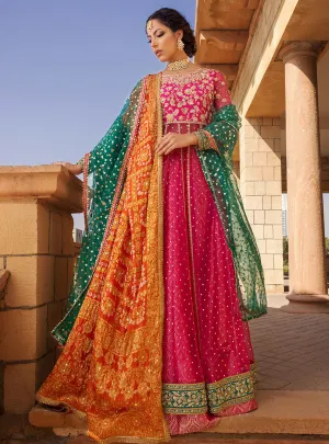 Designer Indian Mehndi Lehenga Frock Dress #BN1171
