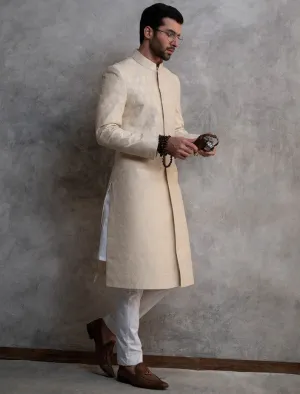 Designer White Plain Sherwani for Wedding Wear #GN106