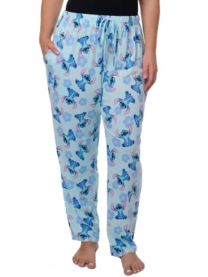 Disney Stitch Pajama Pants Loungewear Hibiscus Floral Womens Plus Size Cotton