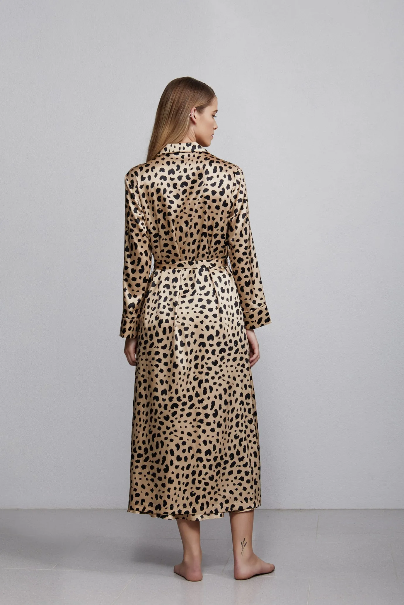 double breasted robe, leopard