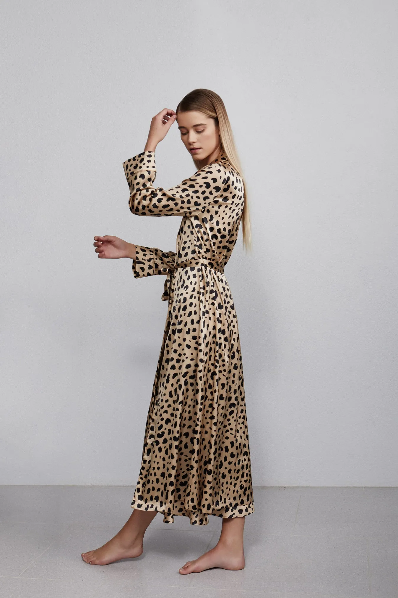 double breasted robe, leopard