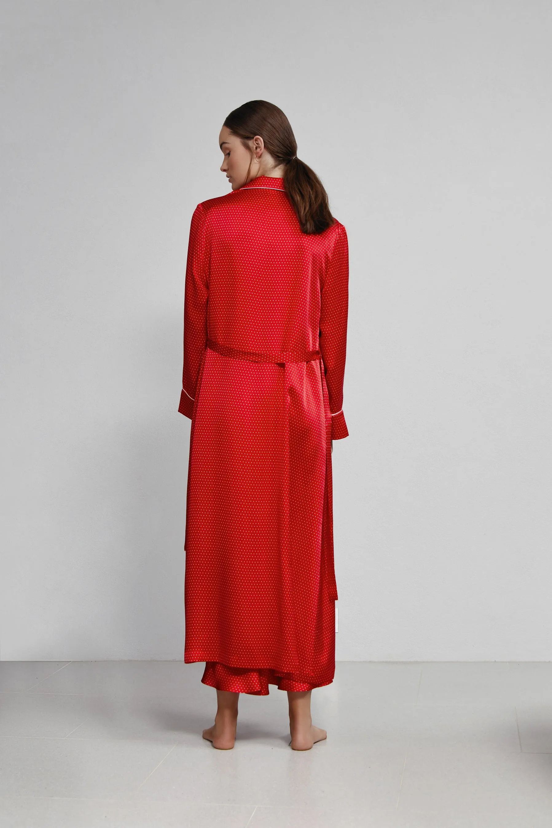 double breasted robe, ruby dot
