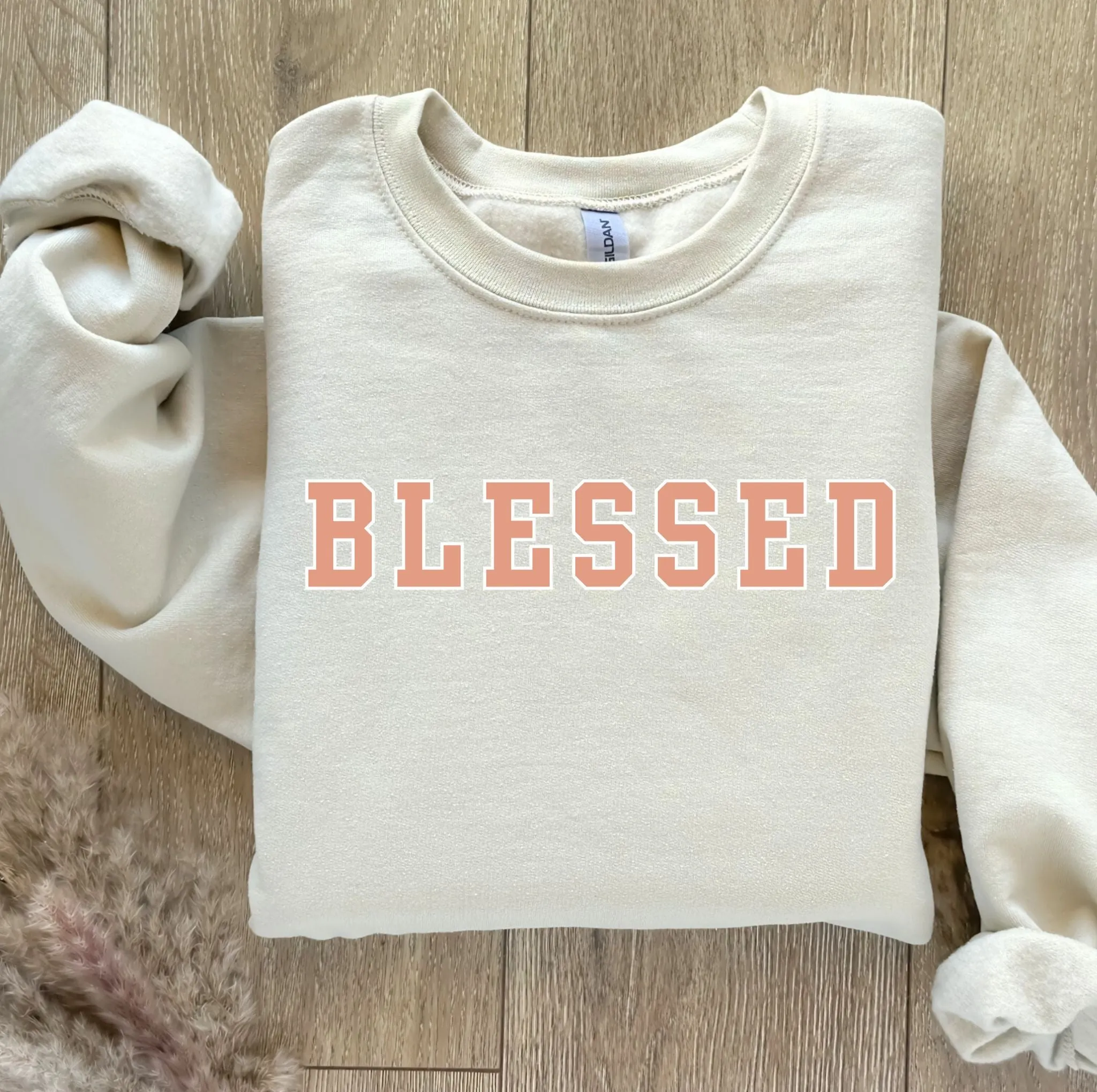 Dusty Pink Blessed Women's Graphic Sweatshirt
