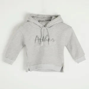 Embroidered Grey Bunny Ear Hoodie