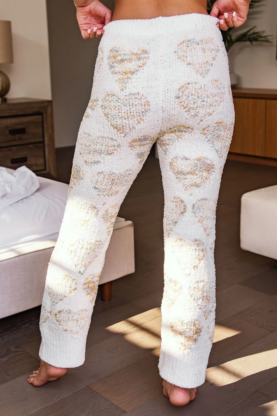Endless Charm Heart Pattern Fuzzy Lounge Pants