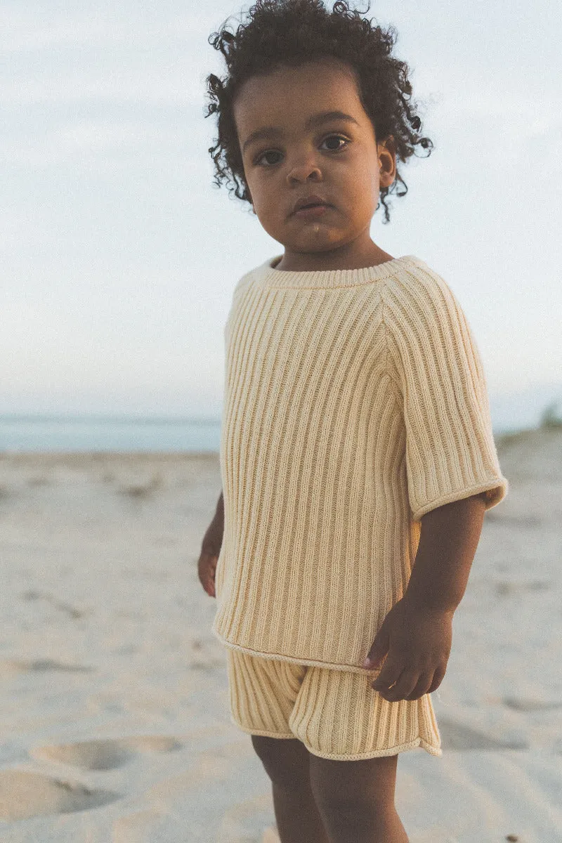 Essential Ribbed Knit Tee - Butter