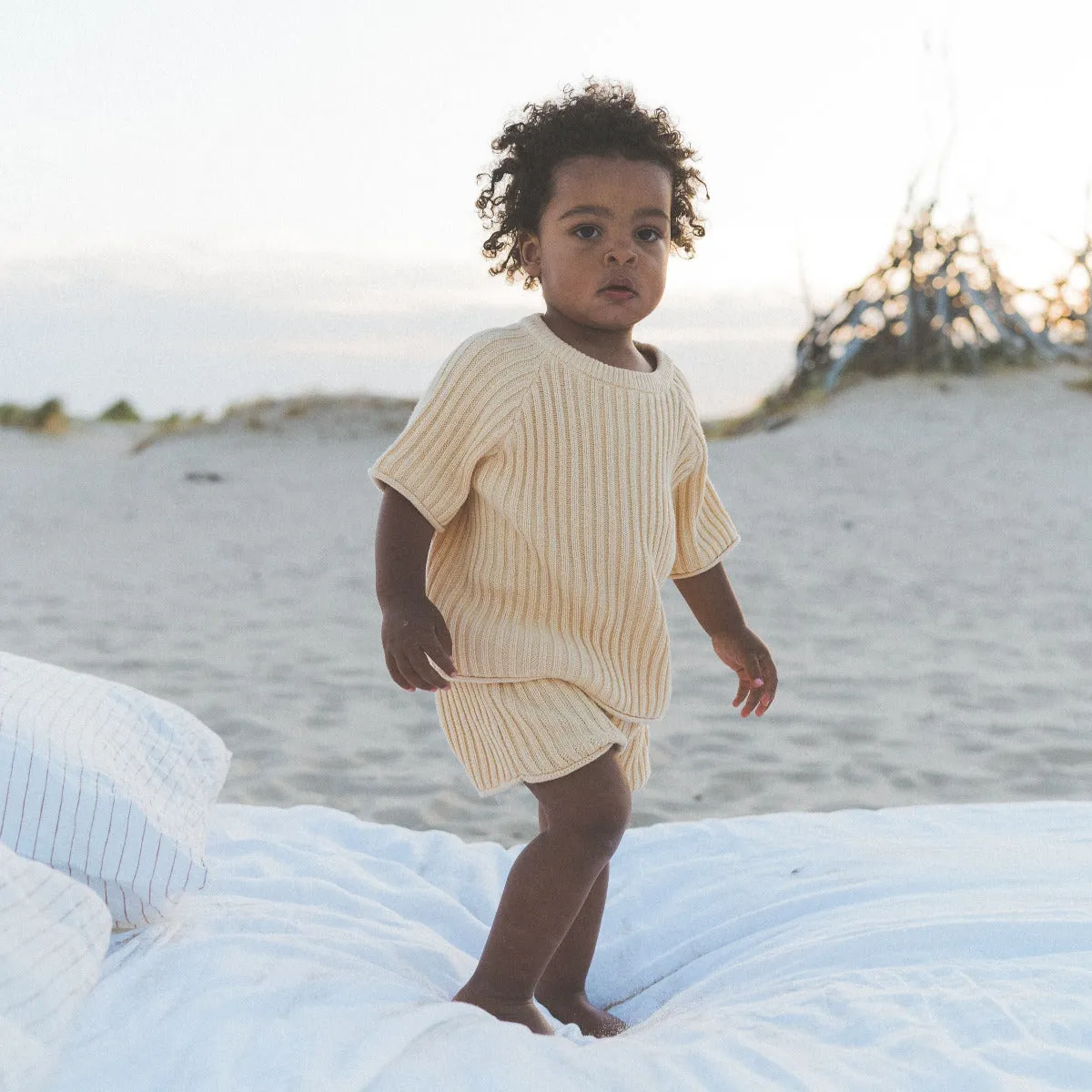 Essential Ribbed Knit Tee - Butter