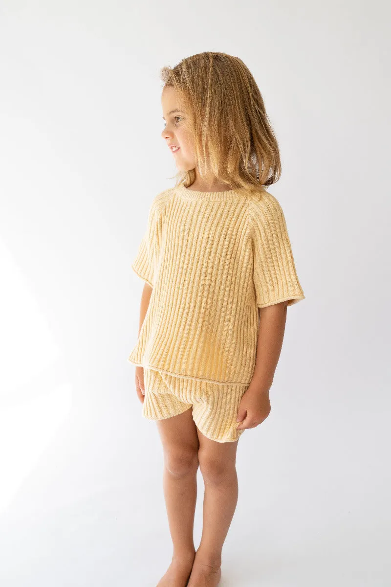 Essential Ribbed Knit Tee - Butter