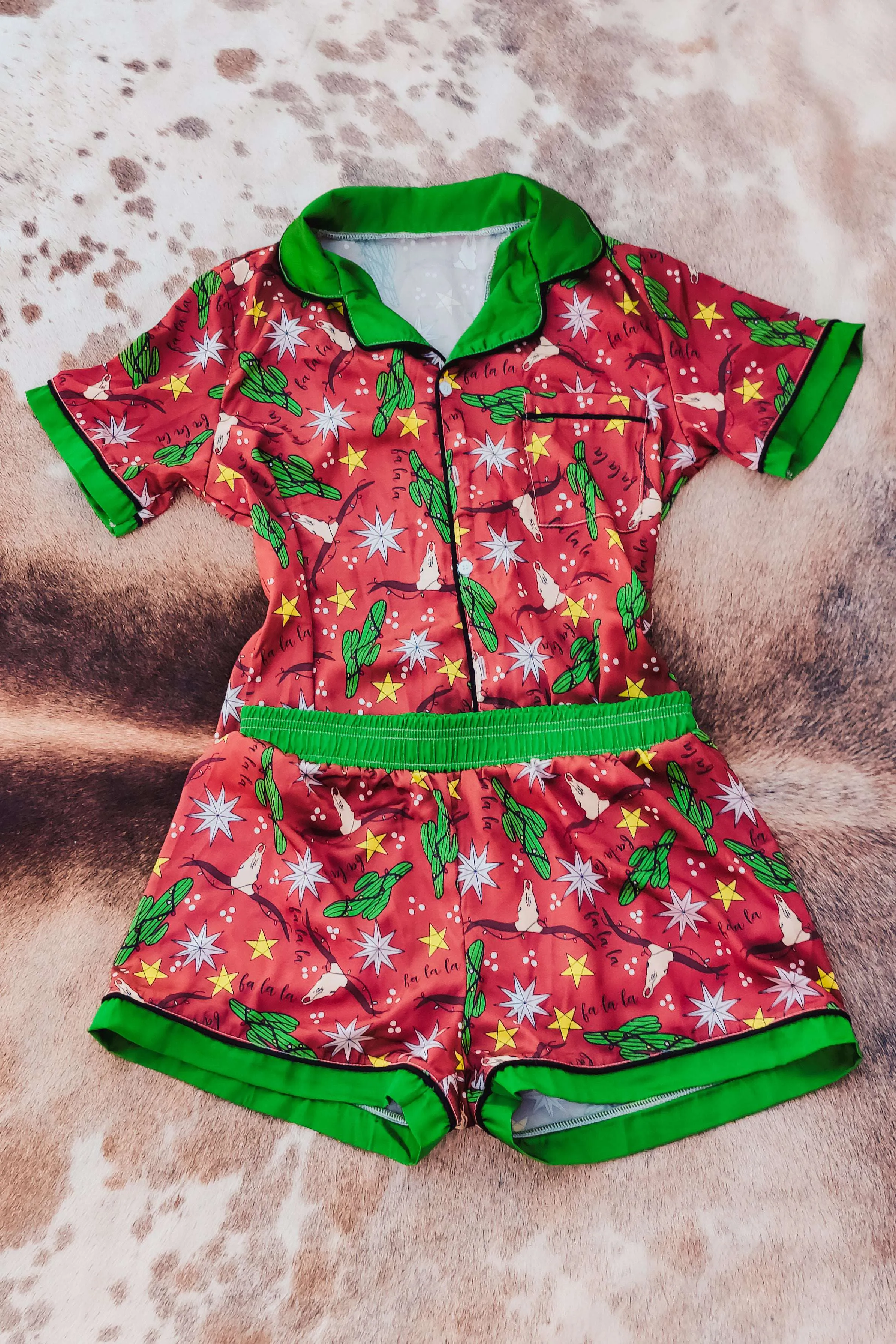 Falalalala Cowskull Satin Pjs