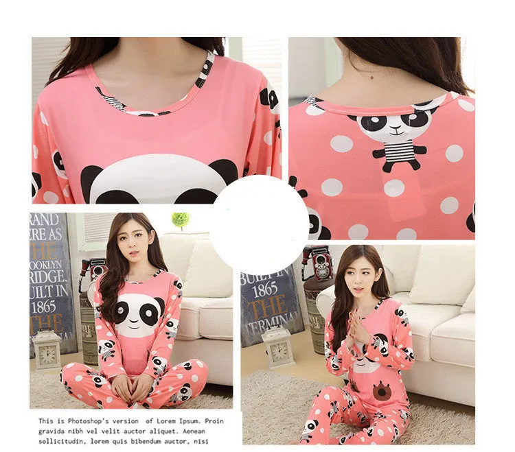 Fashion Cartoon Lady Long Sleeve Pajamas Suit