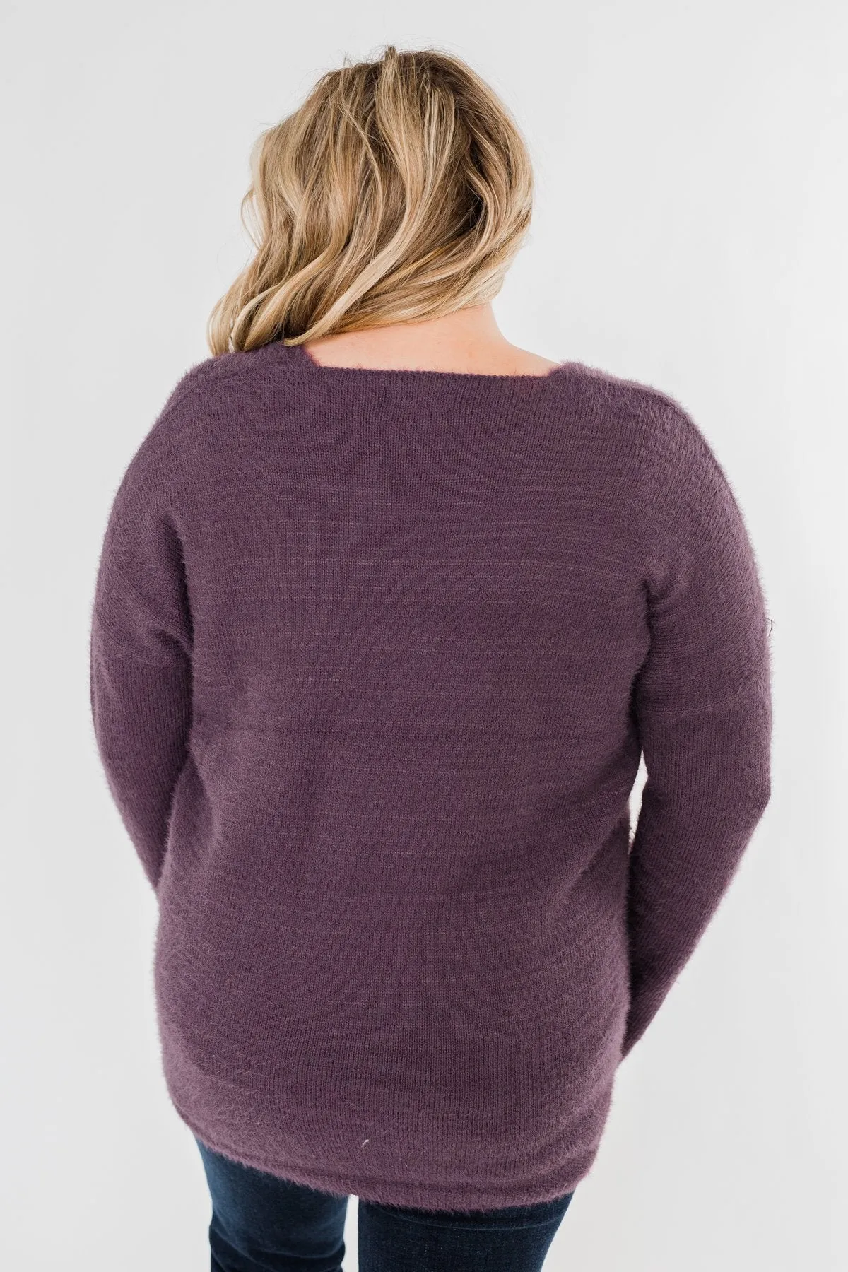 Feel The Magic Long Sleeve Sweater- Dark Purple