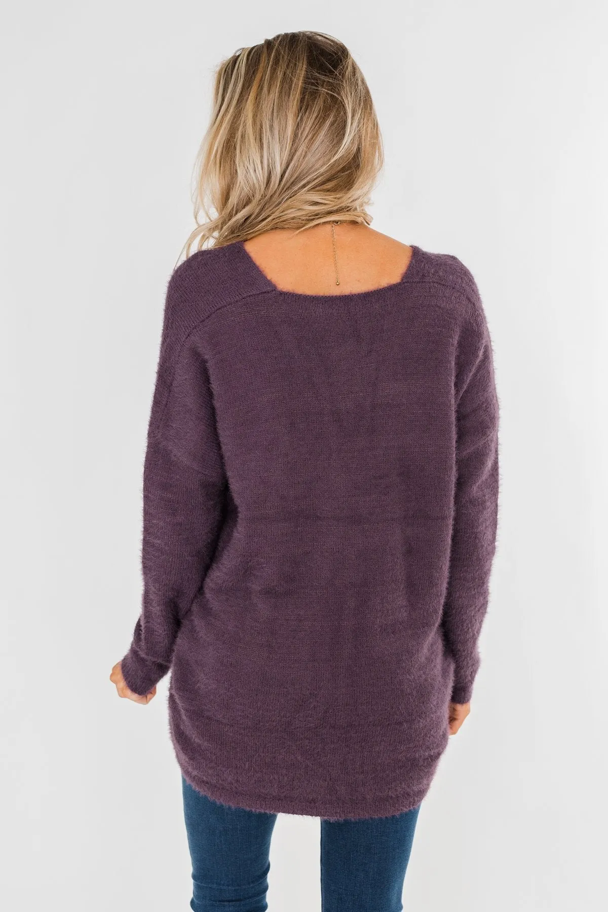 Feel The Magic Long Sleeve Sweater- Dark Purple
