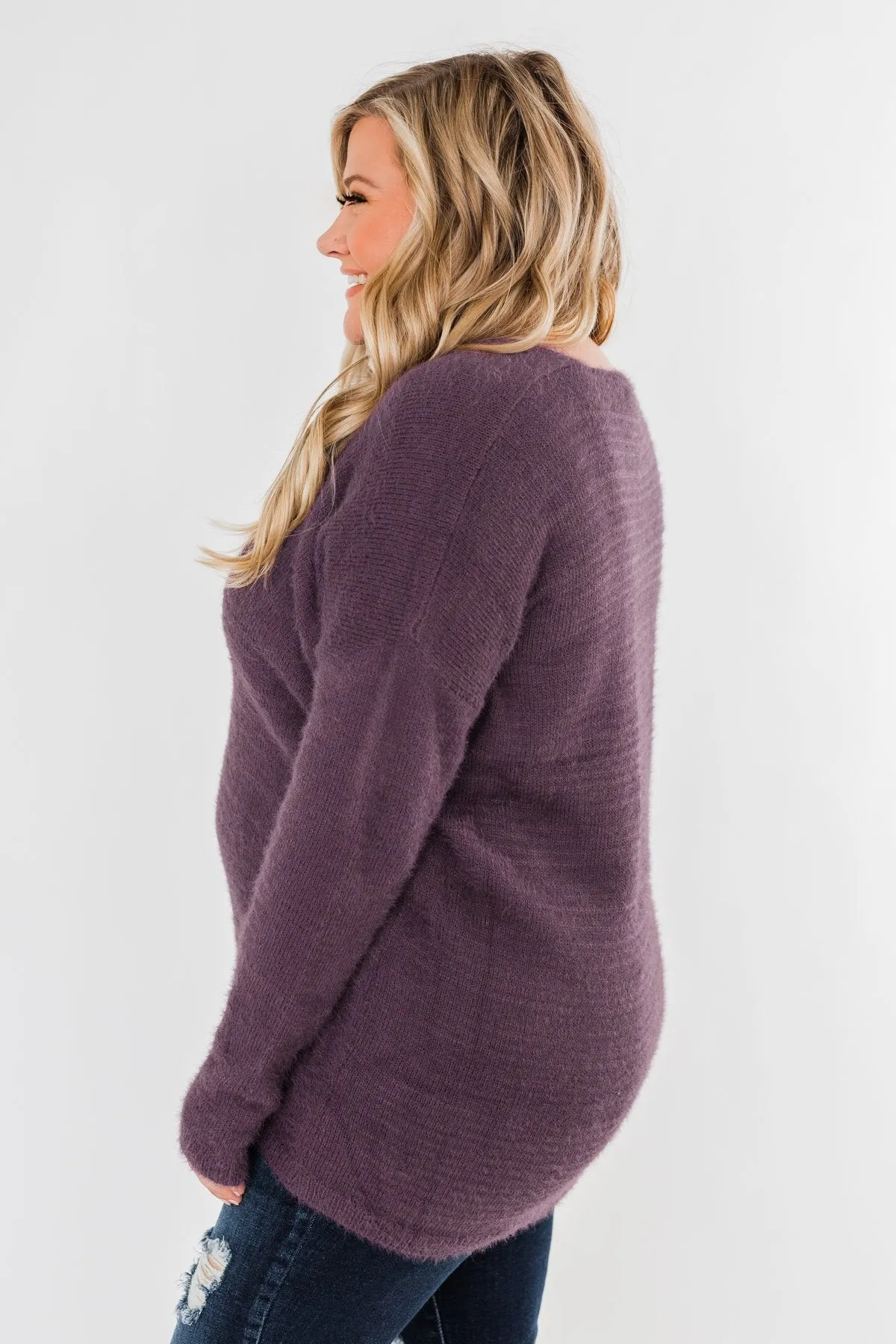 Feel The Magic Long Sleeve Sweater- Dark Purple