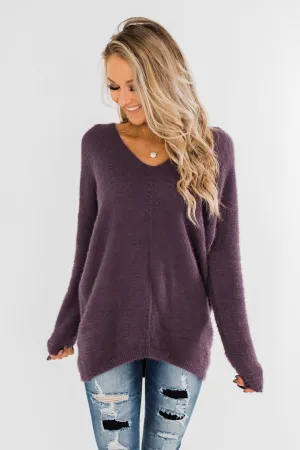Feel The Magic Long Sleeve Sweater- Dark Purple