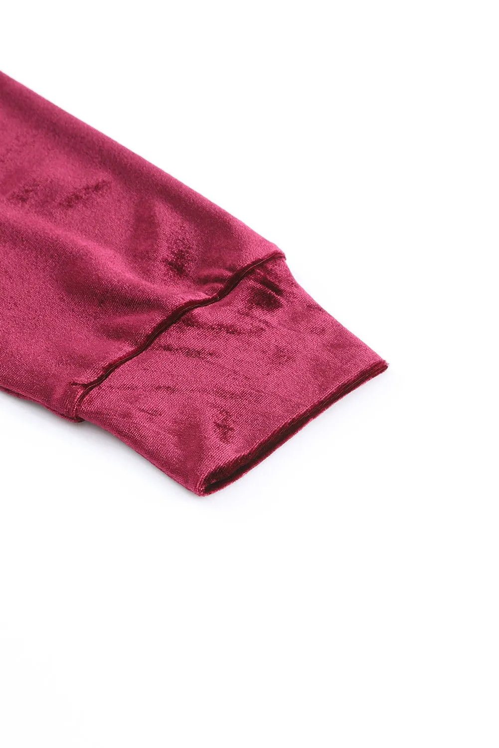 Fiery Red Solid Velvet 2 Piece Lounge Set