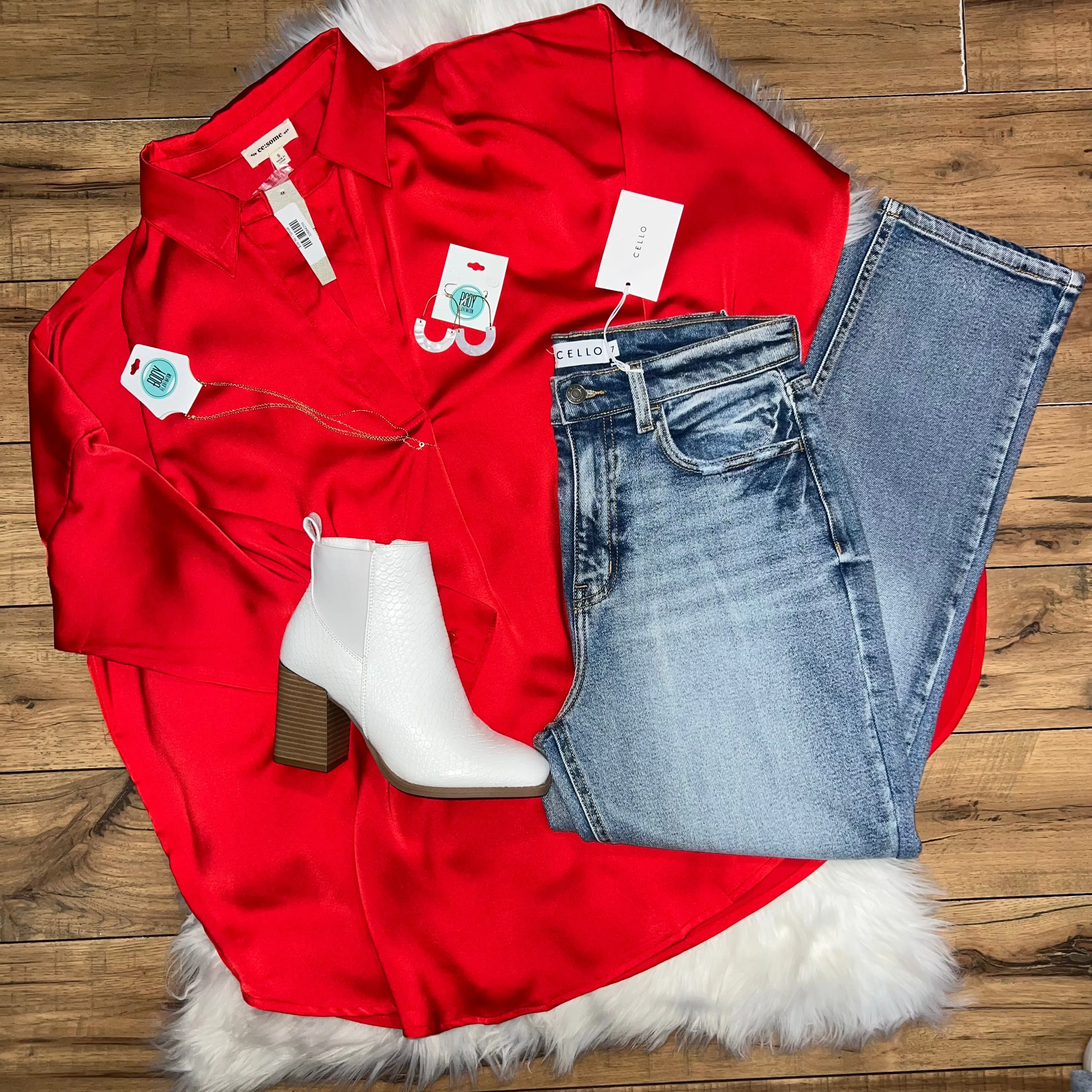 Fire Red Silk Over-Sized Top
