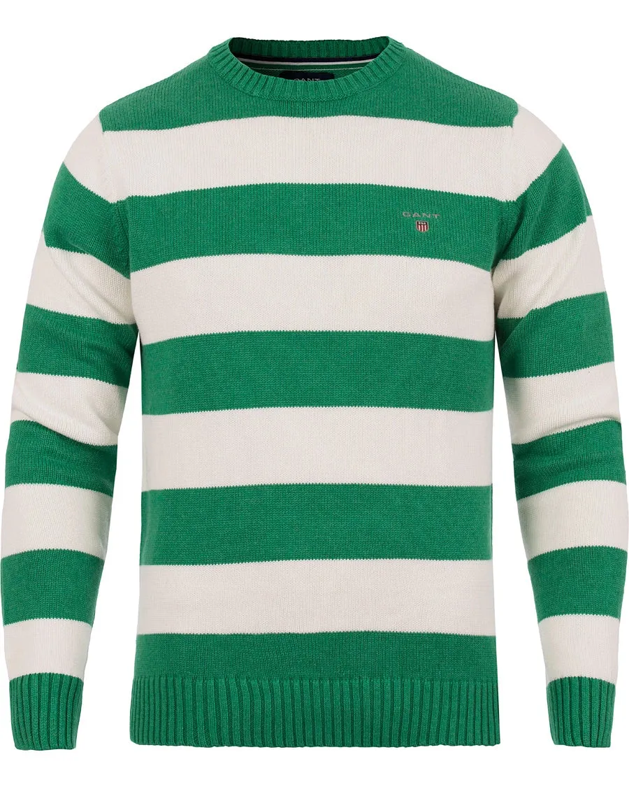 Gant Men's Barstriped Cotton Crew, Medium, Green Melange