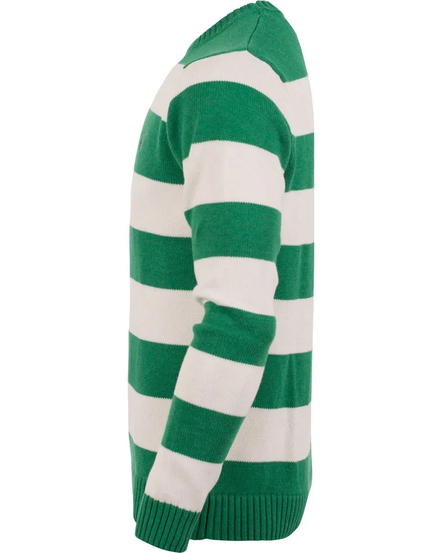 Gant Men's Barstriped Cotton Crew, Medium, Green Melange