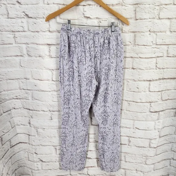 Garnet Hill Pajama Set Small Floral Paisley Cotton Lyocell Ukraine Lace Lounge