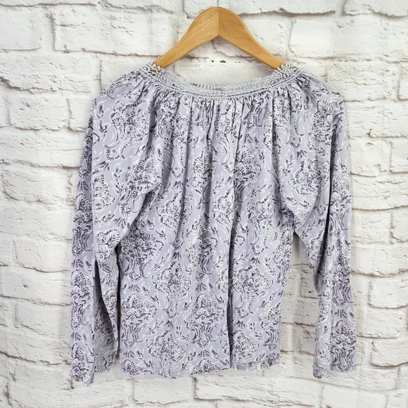 Garnet Hill Pajama Set Small Floral Paisley Cotton Lyocell Ukraine Lace Lounge