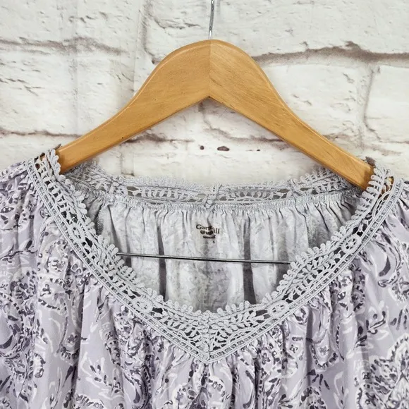 Garnet Hill Pajama Set Small Floral Paisley Cotton Lyocell Ukraine Lace Lounge