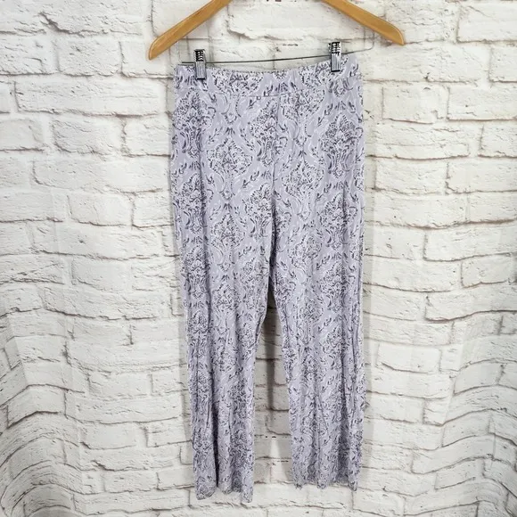 Garnet Hill Pajama Set Small Floral Paisley Cotton Lyocell Ukraine Lace Lounge