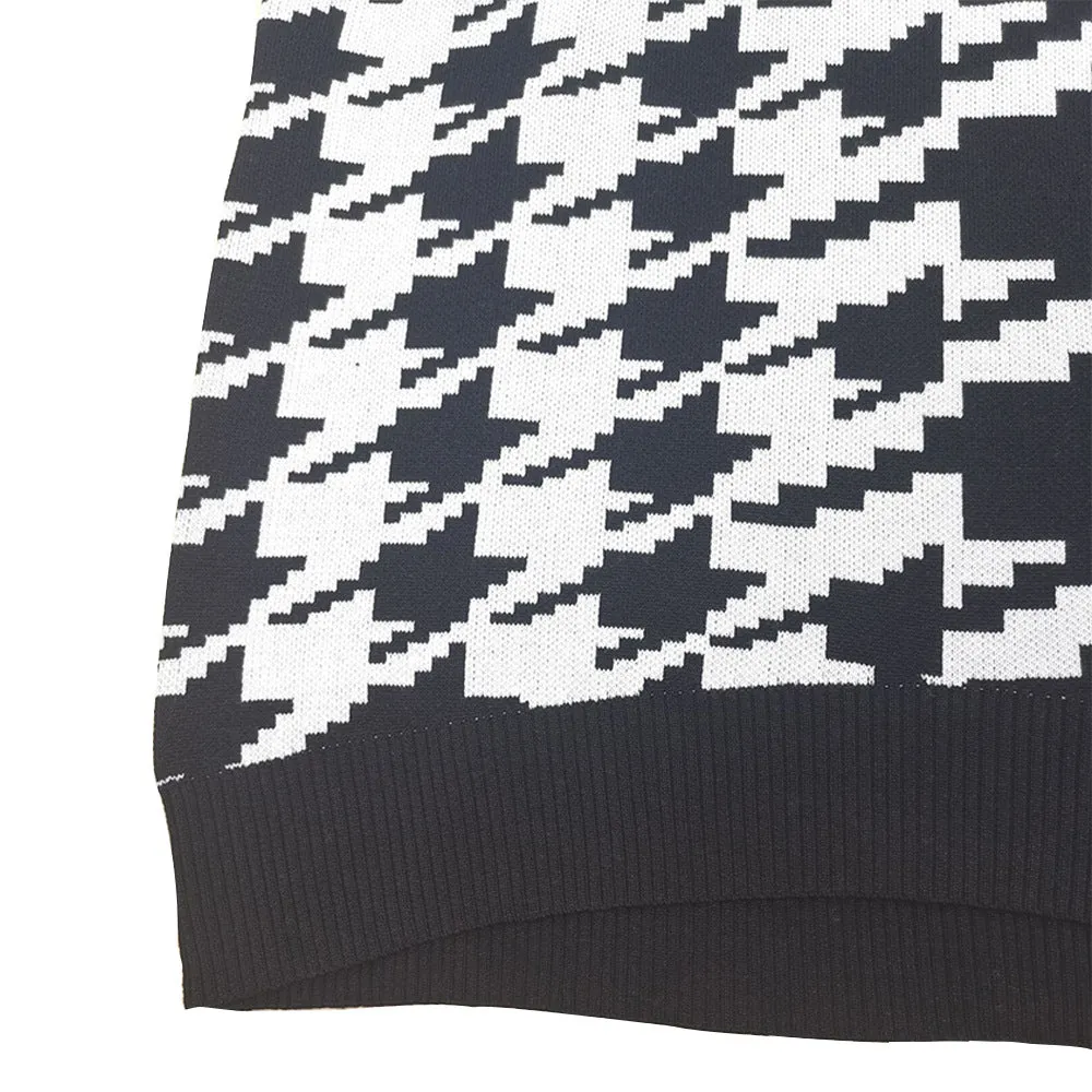Geometric Shape Houndstooth Knit Vintage Sweater