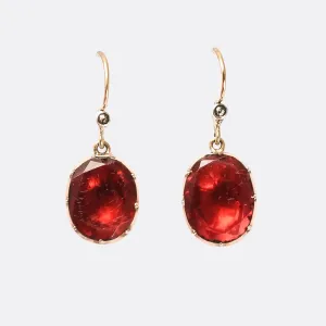 Georgian Garnet Paste & Diamond Earrings
