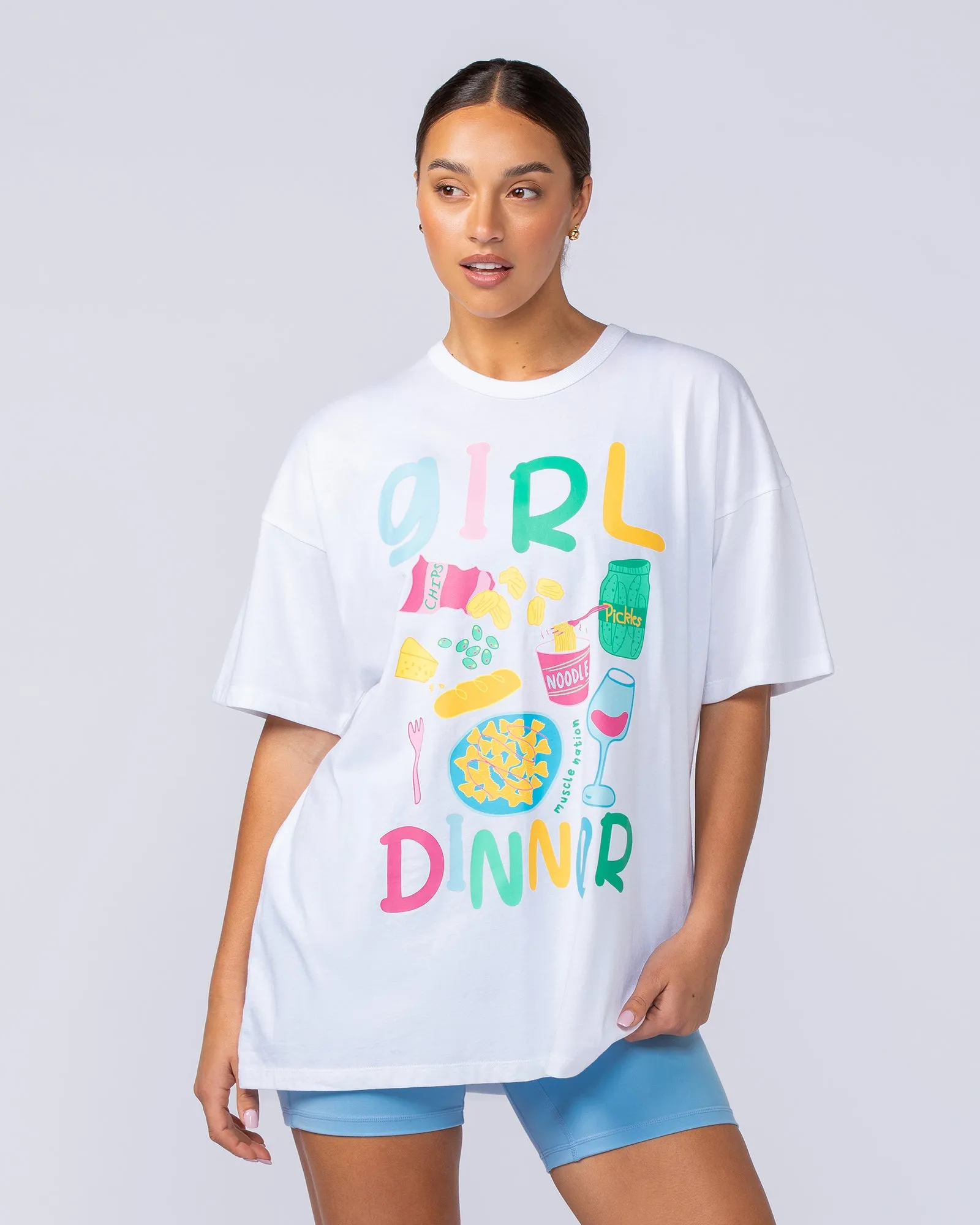 Girl Dinner Oversized Tee - White